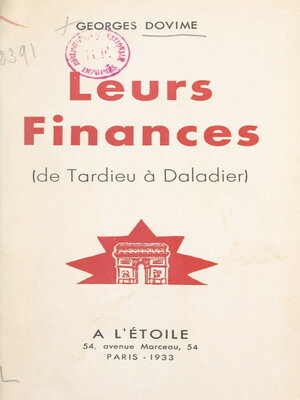 cover image of Leurs finances (de Tardieu à Daladier)